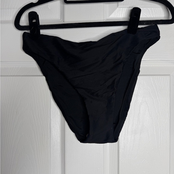 J. Crew NWT Black Ribbed High Rise Cheeky Bikini Bottom Size M - Picture 1 of 8